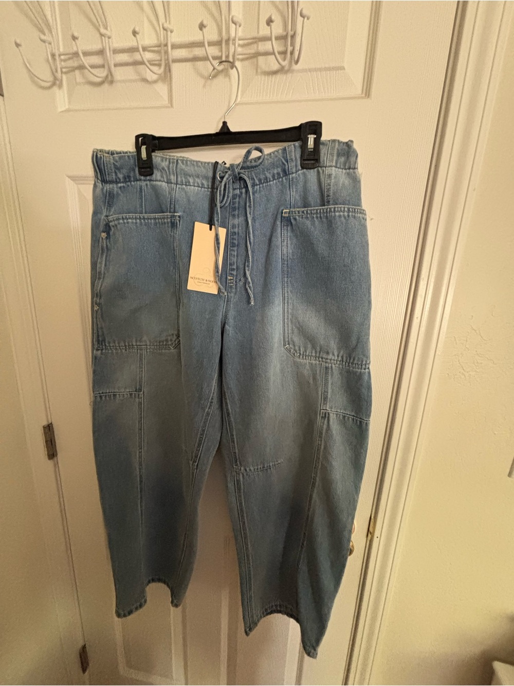 NWT Scotch & Soda Light Blue the Arc Drawstring Jeans - Size Large